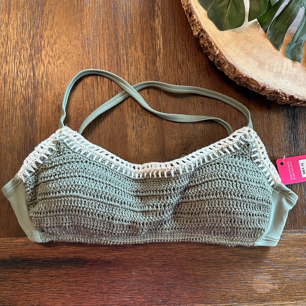 NTW Xhilaration olive green bikini crochet top
